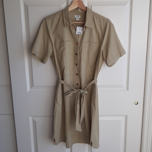 J. Crew Dresses & Skirts - NWT J Crew Tan Belted Utility Shirt Dress Size 10